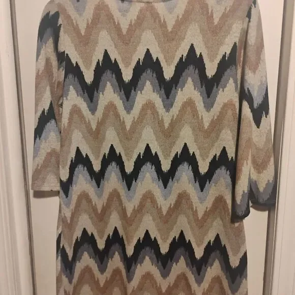 Tacera Black and Tan Sheath Dress 3/4 Sleeve Crew Neck - Picture 10 of 13